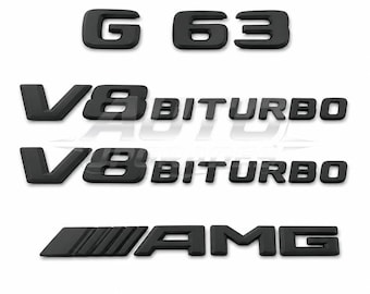 MATTE BLACK G63 AMG Badge Set V8 Biturbo Emblems Mercedes G Wagon