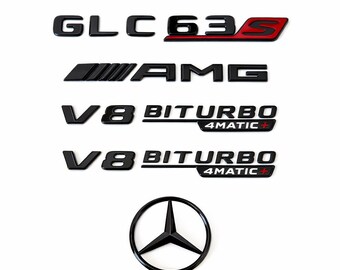 GLC63S AMG Gloss Black Badge Set for Mercedes Benz X253 2017 - 2022 Models Oem