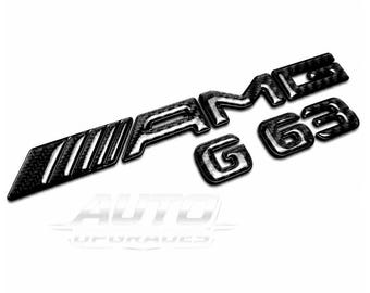 AMG G63 Kolfiber emblemset | Glansigt svart emblem | G-Wagon bakre bagageskärmsemblem | Mercedes exteriör styling