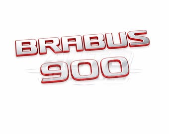 BRABUS Chrome Red Badge + 900 Emblem Set | Rear Trunk Fender Logo Mercedes AMG