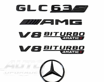 Svarta Mercedes GLC63 S AMG-märkesset X253 2017-2022 V8 Biturbo-emblem