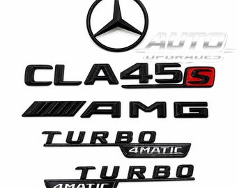 Mercedes AMG CLA45S Emblemset Glanssvart Röd S Turbo 4MATIC Emblem Ersättning A1178170016