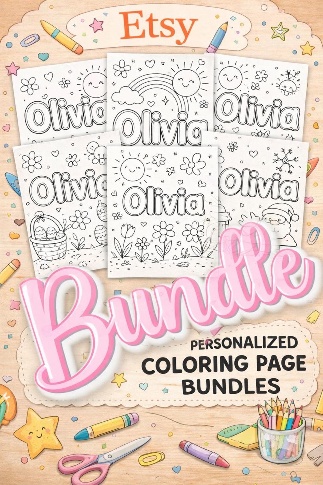 Octavia Name Colouring In Olivia - Personalized Name Coloring Pages Bundle | Custom Kids Activity ...