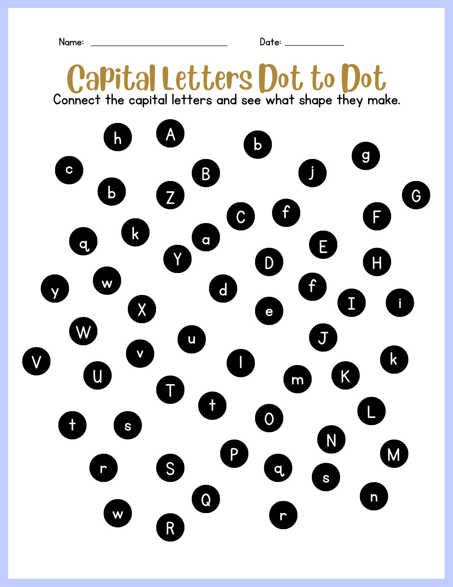 Capital Letter Word Cross Worksheets | Uppercase Alphabet Activity ...