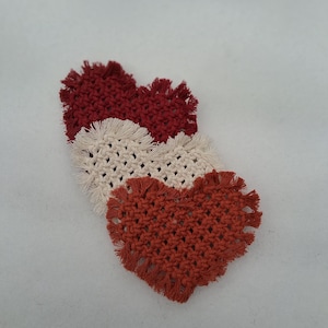 Custom Handmade Macrame Heart Coasters – Boho Home Decor, Gift for Couples