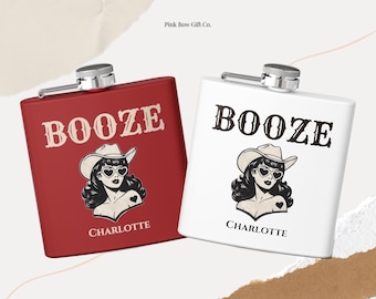 Fiole de cow-girl alcoolisée personnalisée cadeau d'enterrement de vie de jeune fille ou de garçon