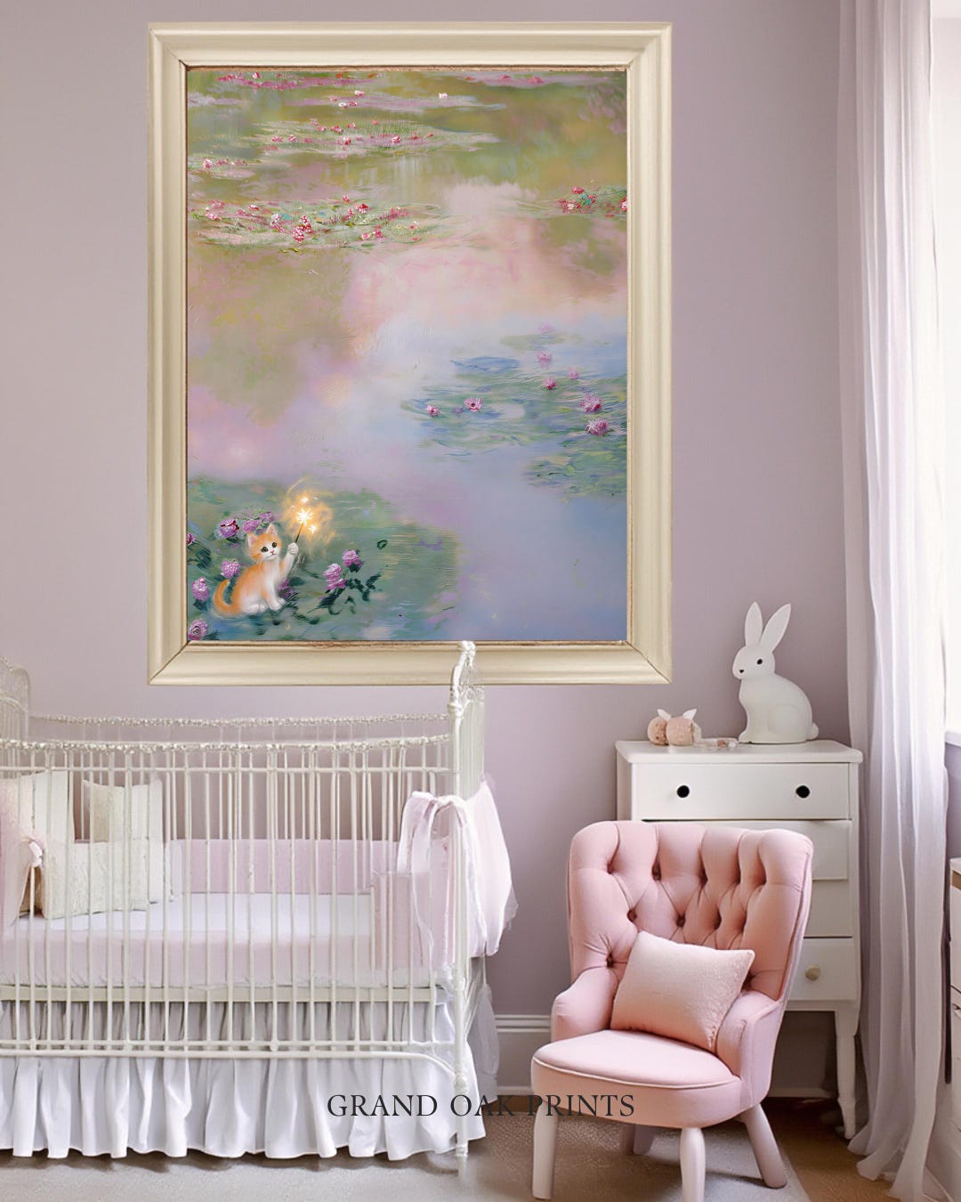 Monet Cat Girl Nursery Print | Vintage Style Nursery PRINTABLE Wall Art ...