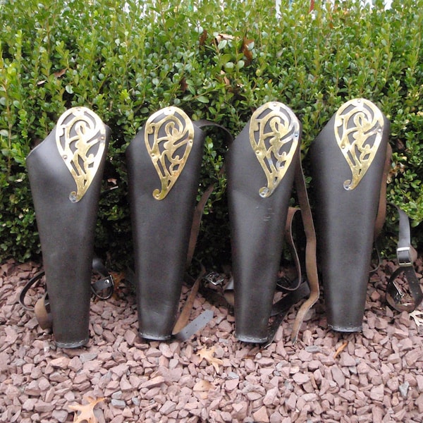 Leather Quiver with Brass Flashing, upcycled, repurposed