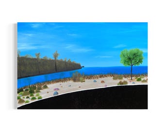 Original painting of Lake Miramar - 24"x36" - Oil and acrylic on canvas