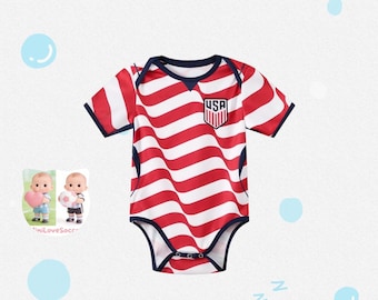Body de fútbol para bebé USA Pulisic #10 / Pelele personalizado para bebé
