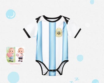 Body de fútbol para bebé Argentina Messi #10 / Pelele infantil personalizado de regalo