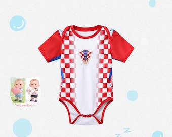 Kroatien Modrić #10 Baby Fußball Body | Benutzerdefinierte Säugling Strampler Geschenk