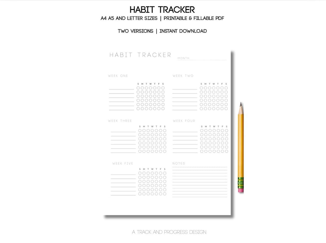 Monthly Habit Tracker Printable, Goal Setting, Minimalist PDF (a4 ...