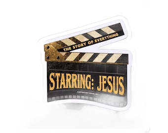 Starring Jesus Clapperboard Sticker | Christian Faith Die Cut | Story of Everything Movie Decal | Laptop