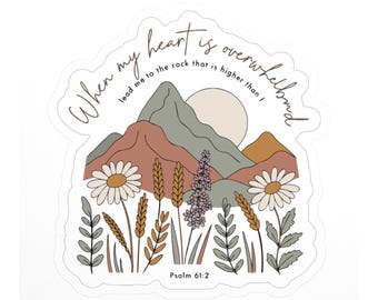 Lead Me to the Rock Sticker, Psalm 61:2 Bible Verse - Christian Faith Waterproof Laptop Decal