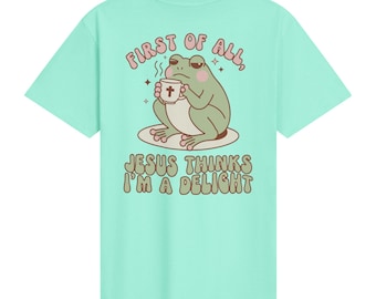 Camiseta de rana "Jesús piensa que soy una delicia"