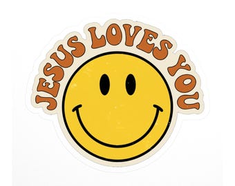 Jesus Loves You Sticker, Christian Faith Decal - Encouraging Waterproof Laptop Water Bottle Sticker