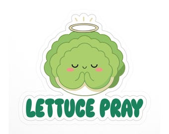 Lettuce Pray Sticker, Funny Christian Pun - Prayer Faith Waterproof Laptop Water Bottle Decal