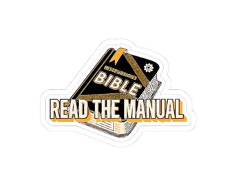 Read The Manual Bible Sticker | Funny Christian Die Cut | Instructions Bible Faith Decal | Laptop Bottle