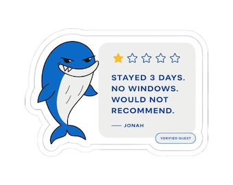 Jonah Review Funny Bible Sticker | Christian Humor Die Cut | Whale Would Not Recommend Decal | Laptop