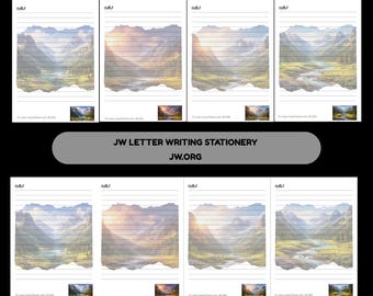 JW Letter Writing Printable Stationery - mountain valley (A4/US Lined-Unlined paper)(Digital Download)