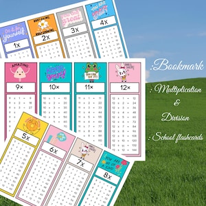 Math Bookmark Bundle  | Multiplication and Division Printable PDF | School Flashcards | Homeschool Tool Digital download