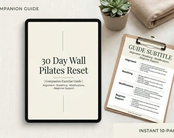 30-Tage-Wand Pilates-Reset-Anleitung, druckbare Workout-Challenge, somatische Bewegungsübungen für Anfänger, digitaler Fitness-Planer PDF-Download