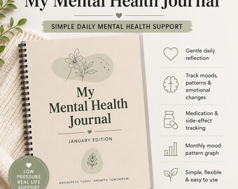 Mental Journal: Stimmung, Medikation Tracker (druckbare PDF)