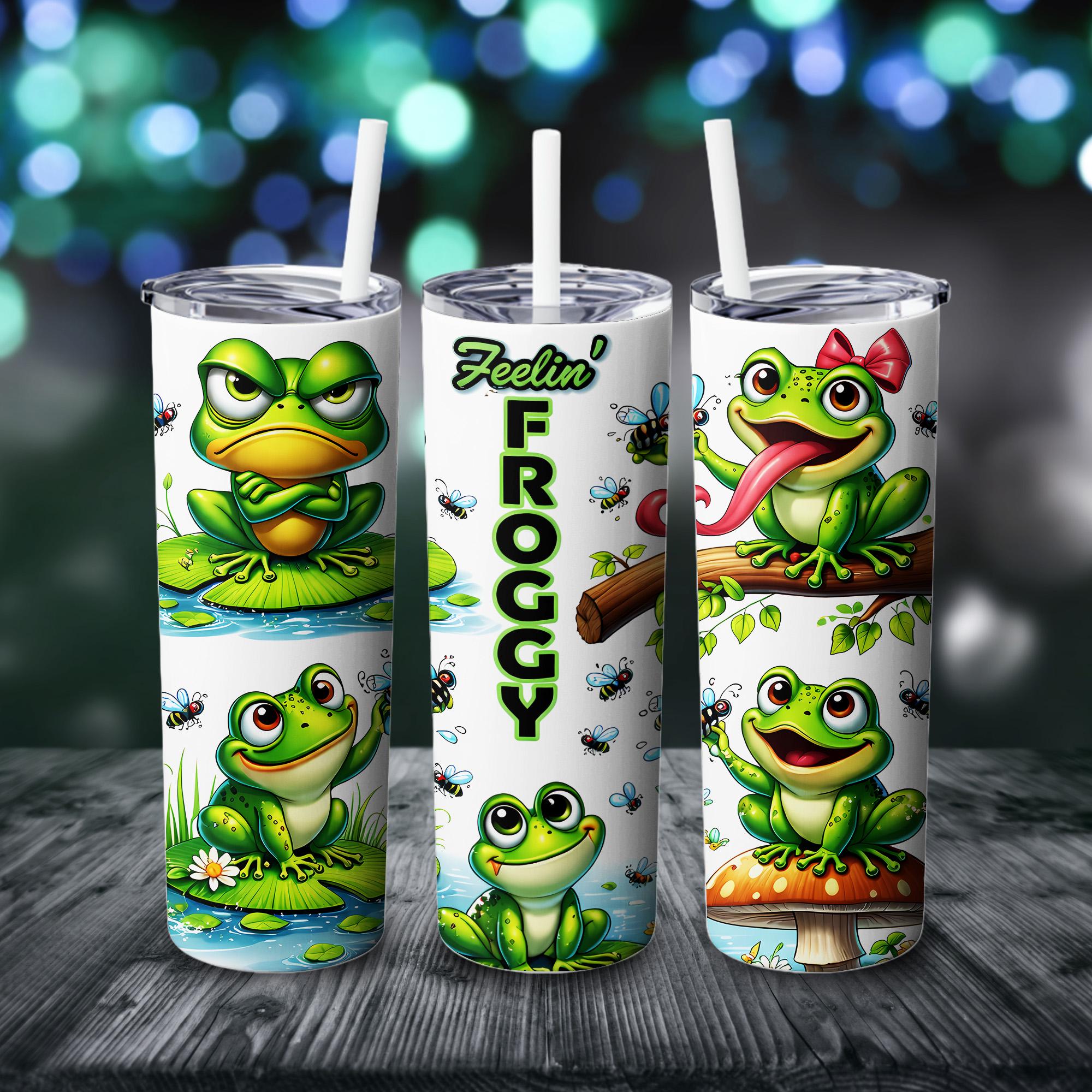 Feelin Froggy Tumbler Wrap PNG, Cute Frog 20oz Skinny Tumbler ...