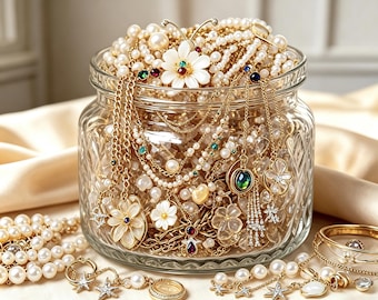 Scatola portagioie misteriosa color oro, regalo a sorpresa unico, set collana, bracciale, anello e orecchini, elegante cofanetto portagioie fatto a mano per donna