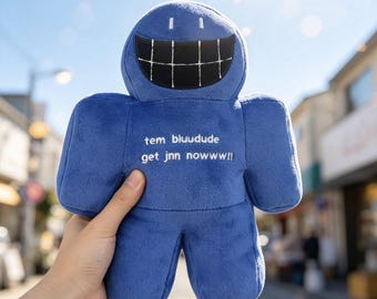Bluudude Gubby Plush Toy Forsaken Inspired Handmade Soft Doll Game Character Blue Meme Smiling Horror Collectible Gift Stuffed Figure 20cm