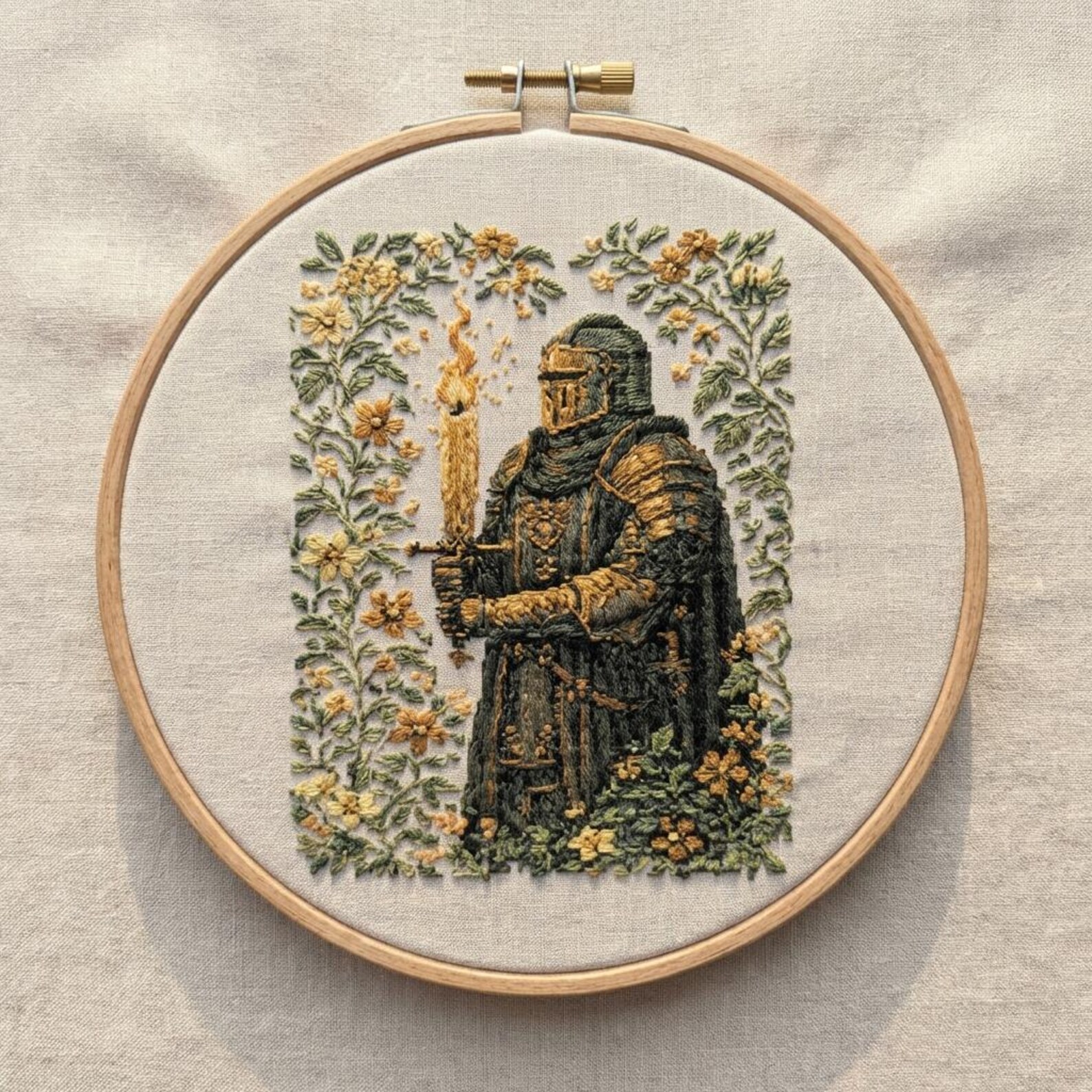 Sword Embroidary Medieval Knight & Flaming Sword Embroidery Kit - Gothic Fantasy DIY ...