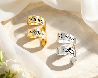 Etiqueta de identificación en espiral personalizada para estetoscopio, dije con nombre grabado, anillo de acero inoxidable para estetoscopio de enfermera, regalo para médico.