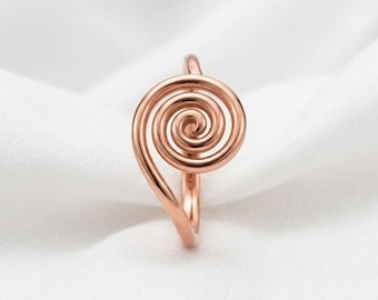 Handgemachter Kupfer Galaxy Spiral Ring - Großer Runder Swirl Swirl Schmuck