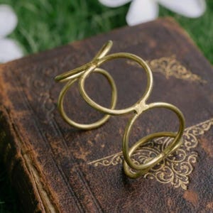 Pebble Brass Adjustable Bracelet - Handmade Brass Circle Link Cuff - Geometric Round Statement Bangle