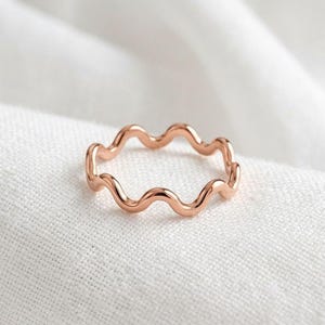 Copper Wavy Band Ring Handmade  - Wave Zigzag Stacking Ring  - Gift for Her