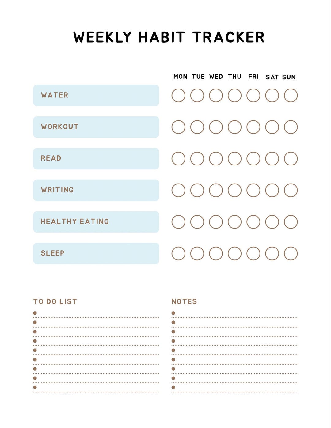 Weekly Habit Tracker Printable PDF | Minimal Weekly Planner | Habit ...