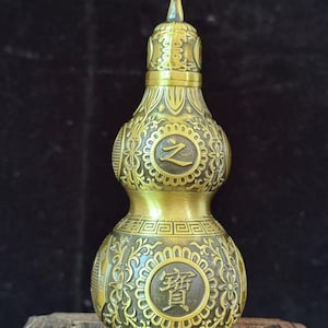 Stile vintage in ottone Hu Lu Feng shui esorcismo pettegolezzi ricchezza zucca hulu Wu Lou Bottiglia Vaso Vaso Barattolo Statua Benedizione Buona Fortuna decorazione artigianato