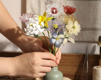 Buquê de flores de nascimento em vidro para lembrança de aniversário da mãe
