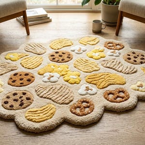 Hand Tufted Snack Pattern Rug, Nursery Carpet Kids Room Decor