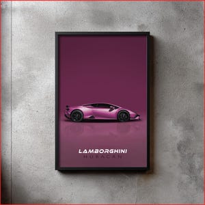 Lamborghini Huracan Tecnica Minimalist Poster | Pink Supercar Wall Art (Digital Download)
