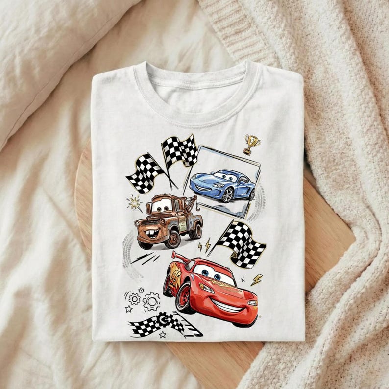 Lightning McQueen png, Disney Cars Racing Tee, Mater Tow Truck Shirt, Pixar Cars Birthday, Race Car Kids T-Shirt, Lightning McQueen tshirts immagine 4