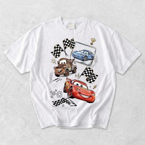 Lightning McQueen png, Disney Cars Racing Tee, Mater Tow Truck Shirt, Pixar Cars Birthday, Race Car Kids T-Shirt, Lightning McQueen tshirts immagine 2