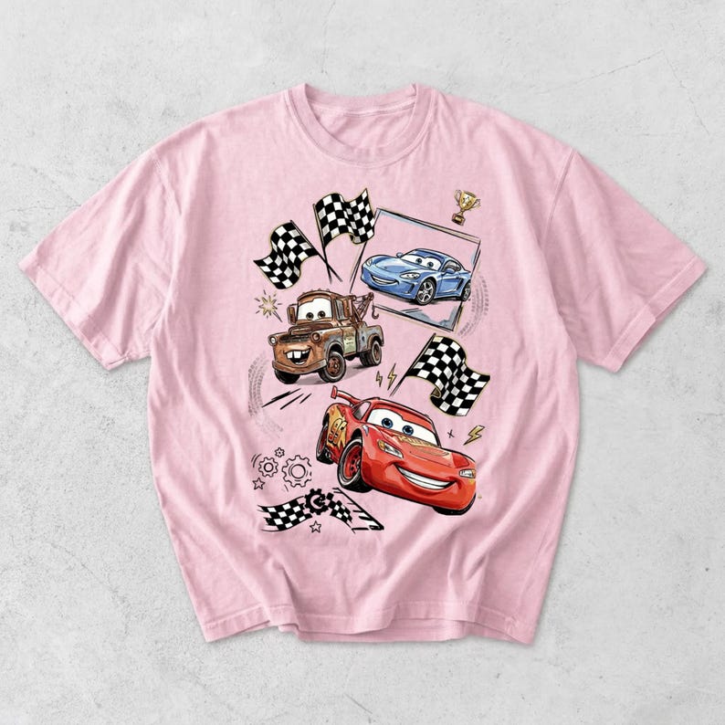 Lightning McQueen png, Disney Cars Racing Tee, Mater Tow Truck Shirt, Pixar Cars Birthday, Race Car Kids T-Shirt, Lightning McQueen tshirts immagine 3