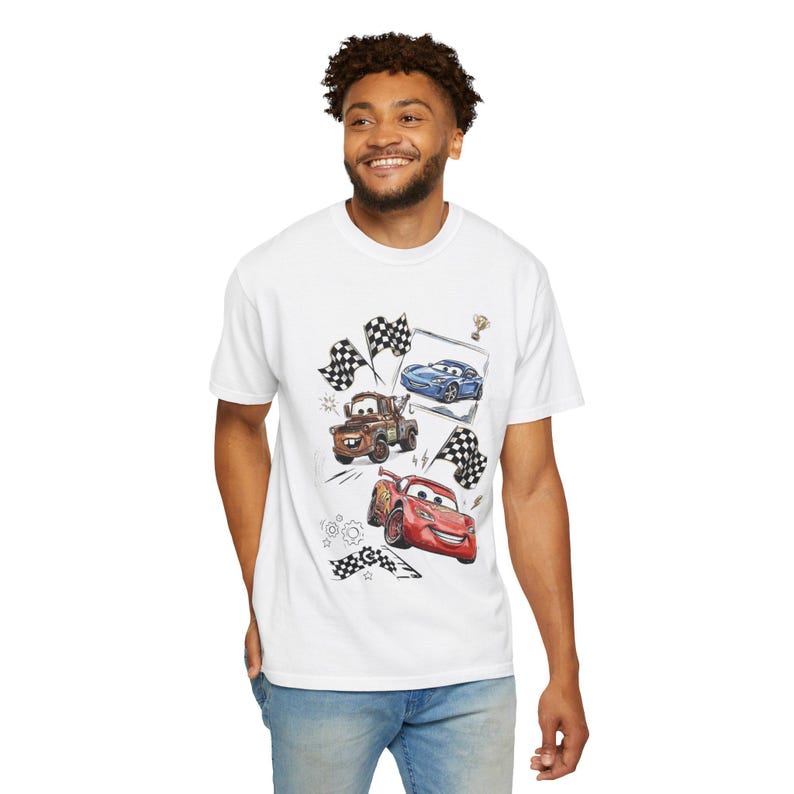 Lightning McQueen png, Disney Cars Racing Tee, Mater Tow Truck Shirt, Pixar Cars Birthday, Race Car Kids T-Shirt, Lightning McQueen tshirts immagine 12