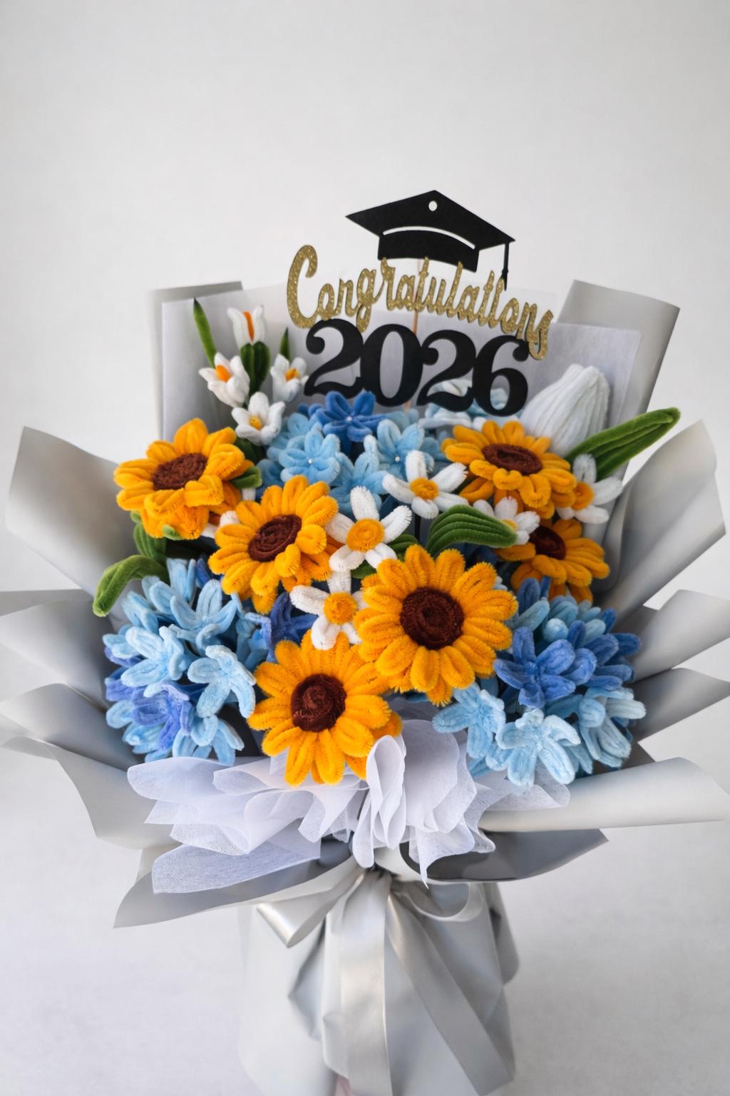 Big Graduation Bouquet, Sunflowers, Blue Flowers, Keepsake Gift (2026 ...