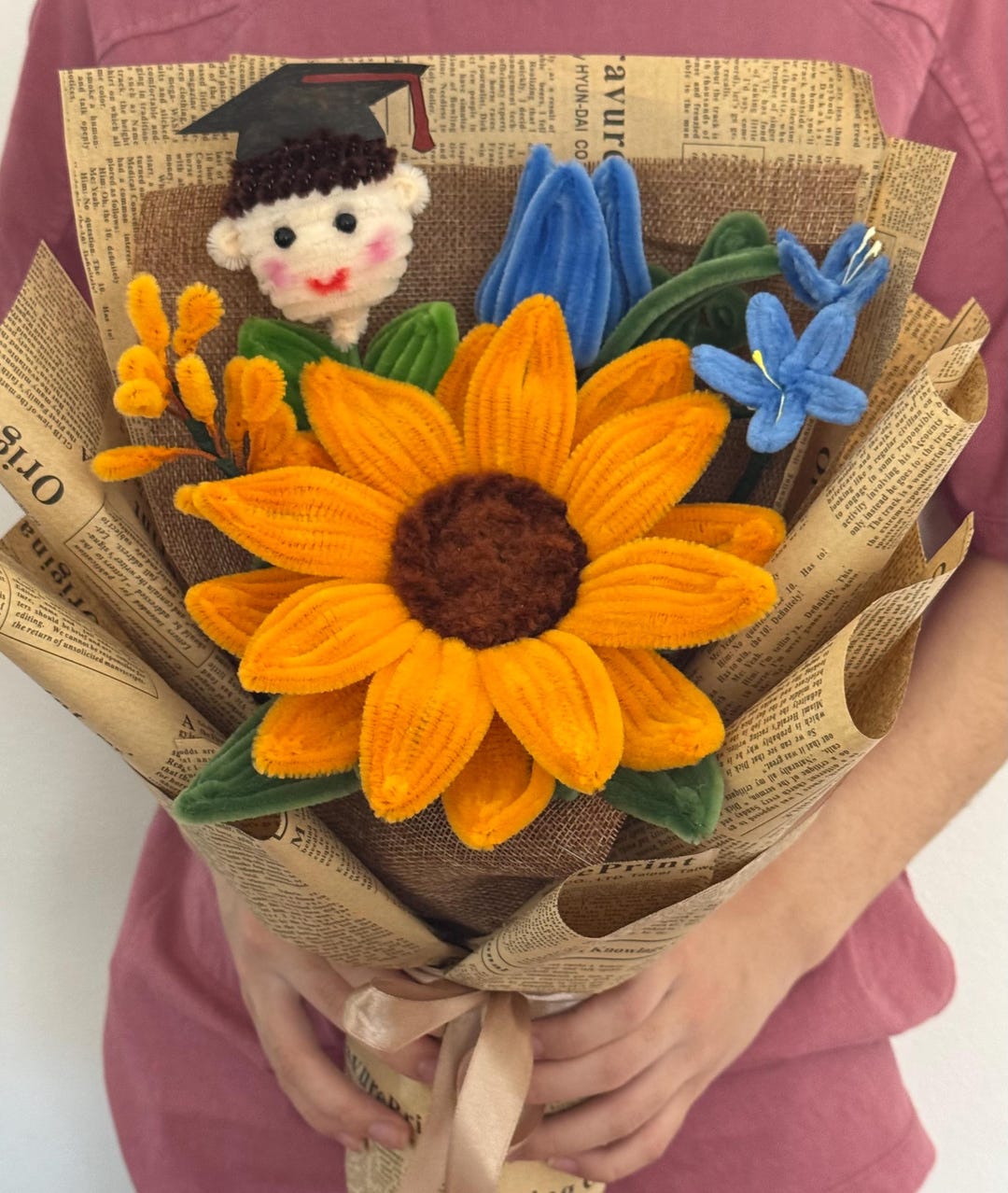 Graduation Sunflower Bouquet, Chenille Stem Flowers (keepsake Gift ...