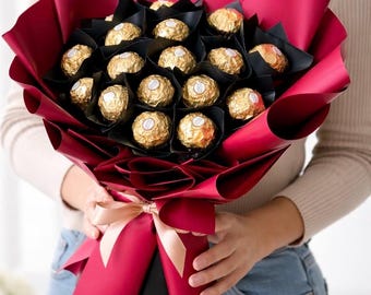 Ramo de bombones Ferrero Rocher hechos a mano, 15 unidades, regalo comestible de lujo.