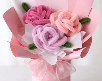 Personalisierter Pfeifen Reiniger Blumenstrauß | Für immer Blumen Geschenk für Mama | Benutzerdefinierter Namensschild-Blumenstrauß | Muttertags Geschenk | Süßer Ministrauß