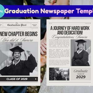 Graduation Newspaper Template, Printable Grad Announcement, Graduation Program, Senior Keepsake, Editable Canva Template, Class of 2026